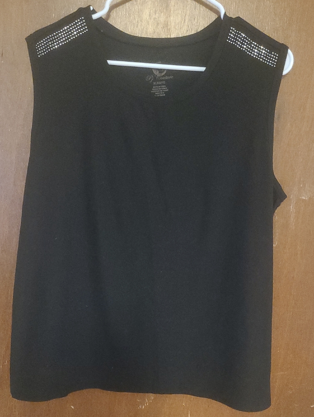 Pj Couture Black Sleeveless Stud-Embellished Tank